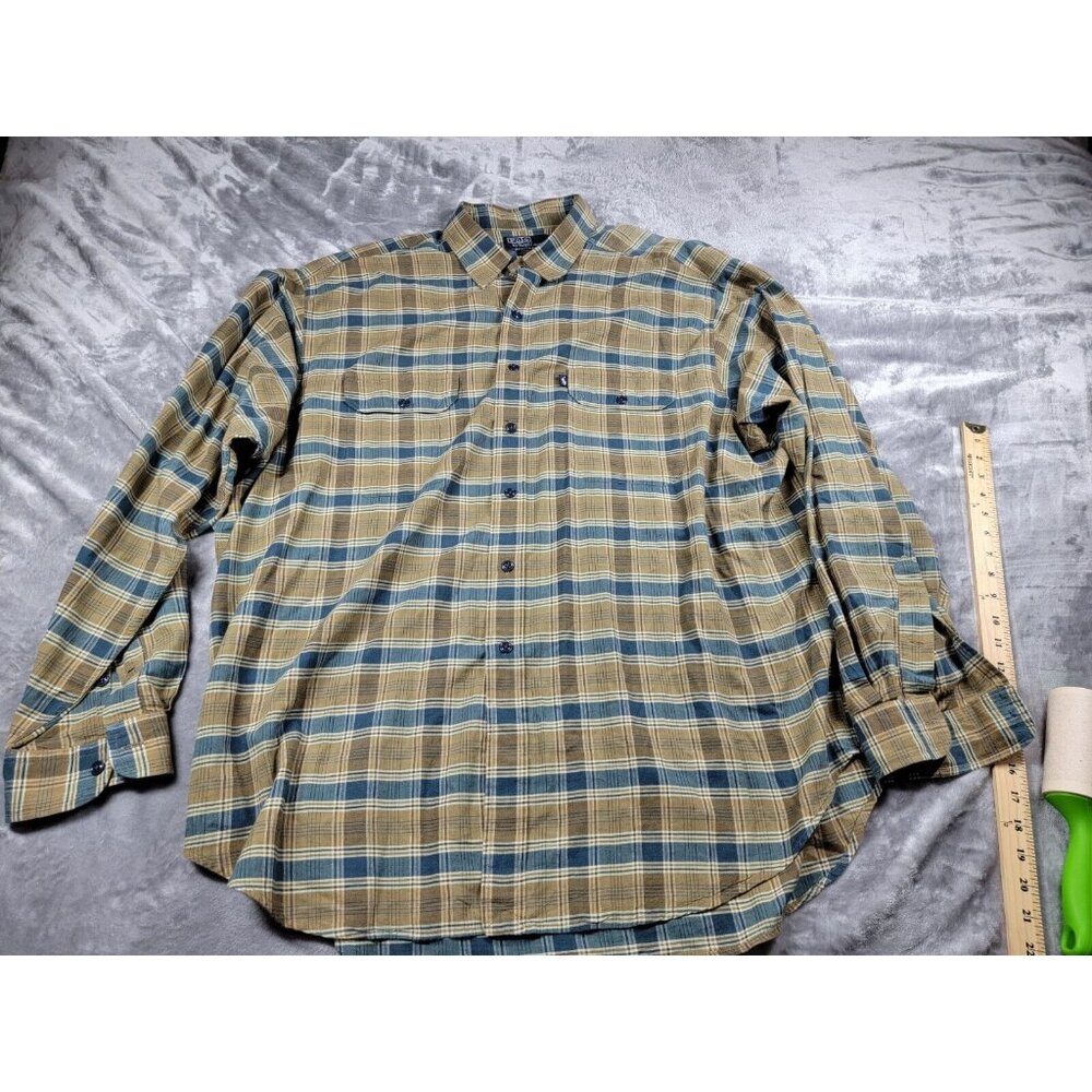 Polo By Ralph Lauren‎ Men's Cascade Brown Blue Plaid, Loose fit 2xl, long sleeve